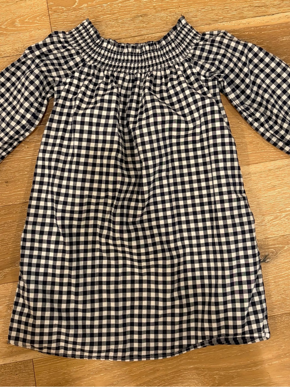 Abercrombie & Fitch Black and White Gingham Off-Shoulder Dress